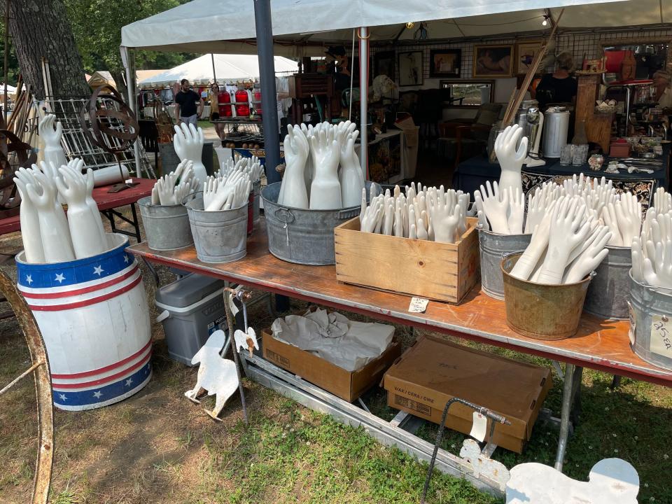 Glove molds, now used as hangers and decoration, sold at Things at Roche's, Quaker Acres