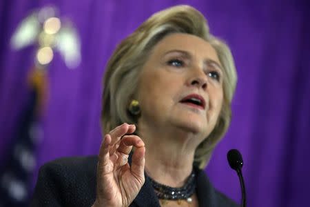 U.S. Democratic presidential candidate Hillary Clinton speaks at the Black Women's Agenda Annual Symposium in Washington, U.S., September 16, 2016. REUTERS/Carlos Barria