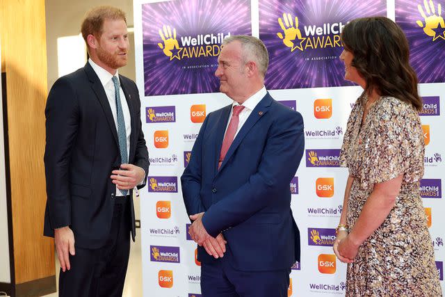 <p>Tristan Fewings/Getty </p> Prince Harry arrives at the WellChild Awards in Sept. 2023