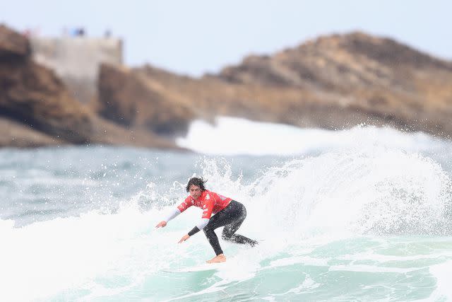 <p>Michael Steele/Getty</p> Israel Barona of Ecuador in action during the Men's Main Round Heats on day four of the ISA World Surfing Games 2017 at Grande Plage on May 23, 2017 in Biarritz, France.