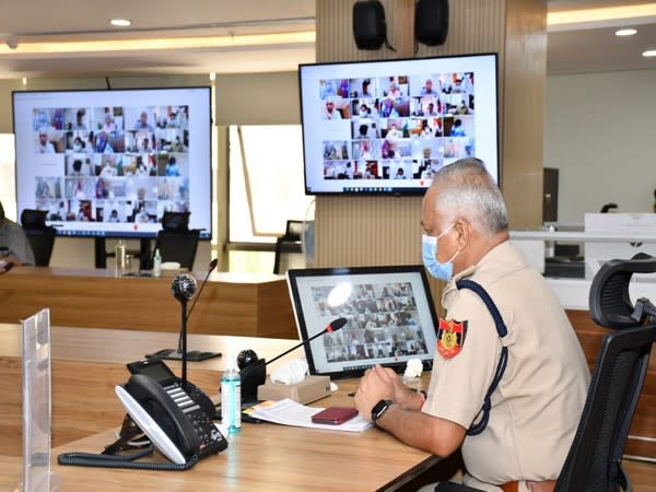 Delhi Police Commissioner at a post-lockdown law and order meeting. (Photo/ANI)