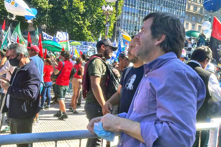 Juan Pablo Biondi en la marcha de Plaza de Mayo