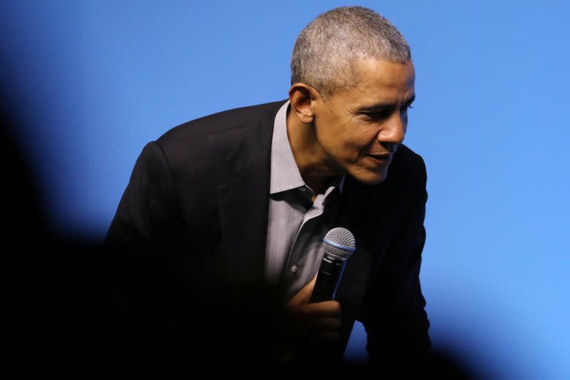 Former U.S. President Barack Obama speaks during an Obama Foundation event in Kuala Lumpur