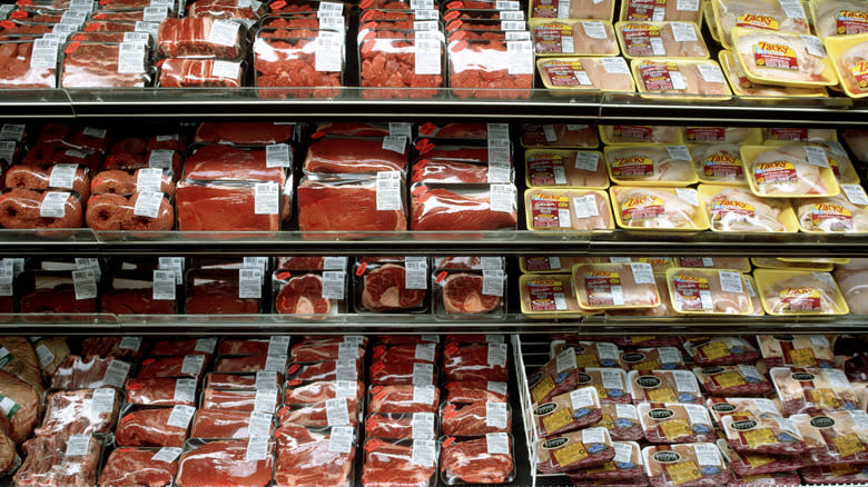 Meat department in supermarket