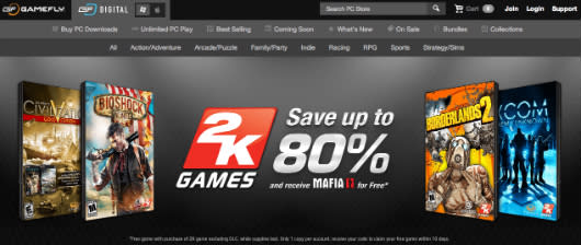 Gamefly launches Digital store, discounts 2K games