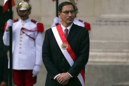 Peru's President Martin Vizcarra attends a swearing-in ceremony at the government palace in Lima, Peru April 2, 2018. REUTERS/Guadalupe Pardo