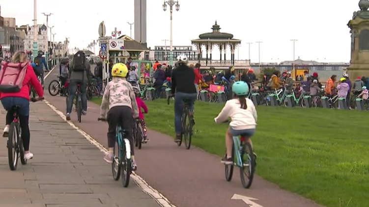 Cyclists taking part in Kidsical in Brighton