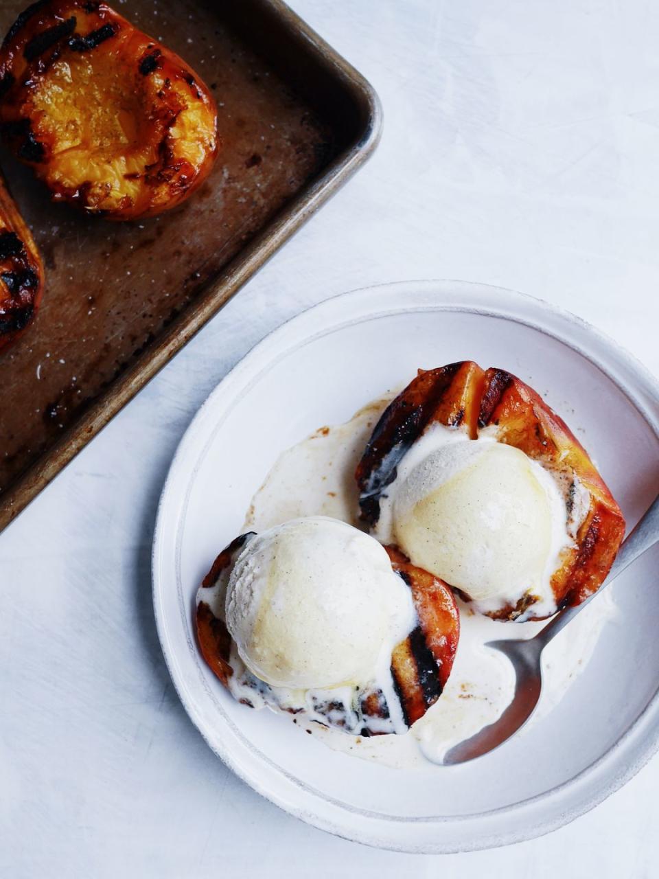 <p>Best served with ice cream, obvs.</p><p>Get the recipe from <a href="https://www.delish.com/cooking/recipe-ideas/a21087380/grilled-peaches-recipe/" rel="nofollow noopener" target="_blank" data-ylk="slk:Delish;elm:context_link;itc:0;sec:content-canvas" class="link ">Delish</a>.</p>
