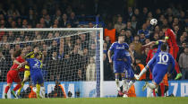 Football - Chelsea v Paris St Germain - UEFA Champions League Second Round Second Leg - Stamford Bridge, London, England - 11/3/15 Thiago Silva (R) scores the second goal for PSG Action Images via Reuters / John Sibley Livepic EDITORIAL USE ONLY.