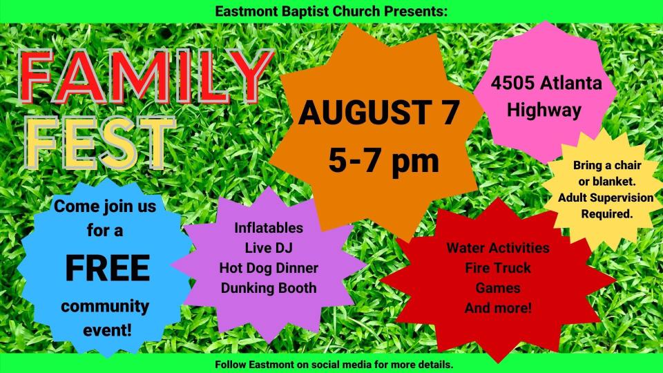 Eastmont Baptist Church is holding Family Fest on Sunday.