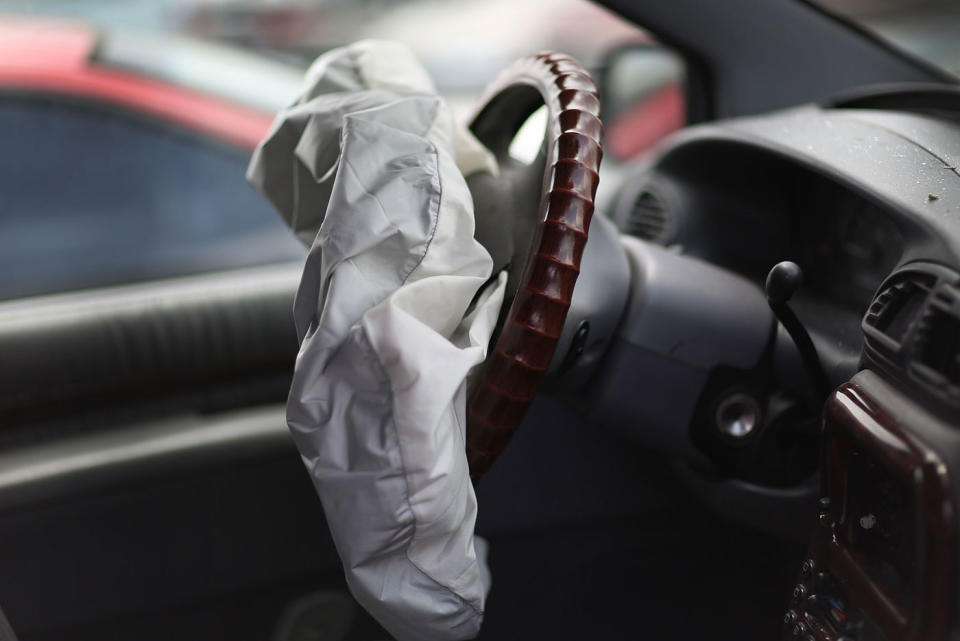 More than a million vehicles have been added to the Takata airbag recall list according to the consumer watchdog. Pictured is a faulty one deployed in a Chrysler. Source: Getty Images