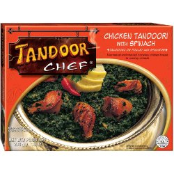 A frozen meal of tandoori chicken with spinach