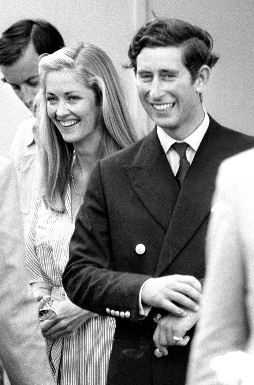 Prince Charles, the Prince of Wales and Lady Penelope (Penny) Romsey at the Guards Polo Club in 1974.