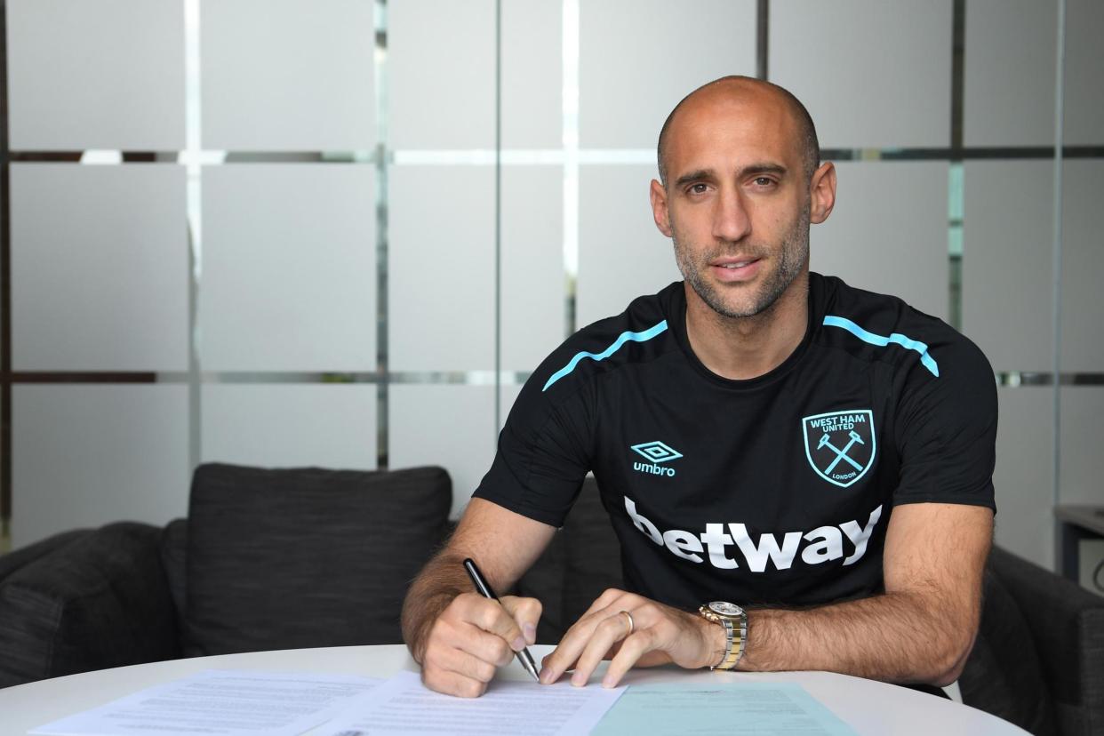 Aiming high: Pablo Zabaleta: West Ham United via Getty Images