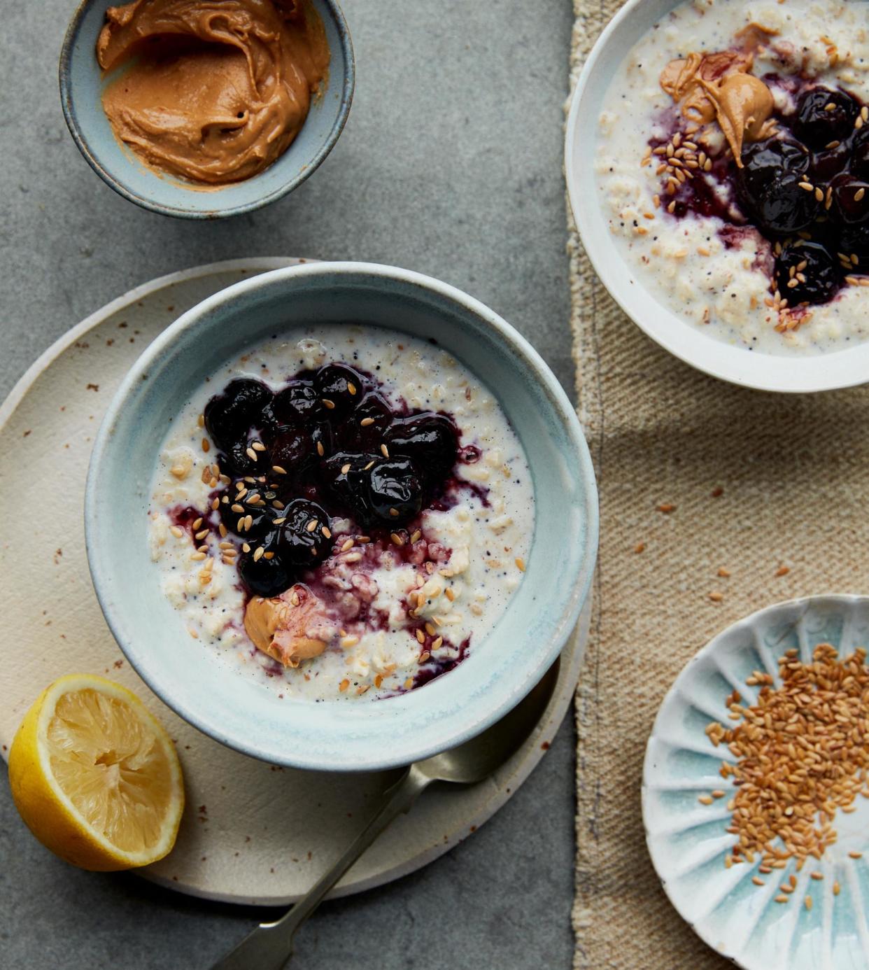 <span>For breakfast before sunrise: Some fasters prefer their <a href="https://www.theguardian.com/food/2019/jan/18/anna-jones-porridge-breakfast-recipes-creamy-cherries-cashew-butter" rel="nofollow noopener" target="_blank" data-ylk="slk:porridge topped with nuts, seeds and fruit compotes;elm:context_link;itc:0;sec:content-canvas" class="link rapid-noclick-resp">porridge topped with nuts, seeds and fruit compotes</a>, like Ana Jones’s here.</span><span>Photograph: Matt Russell/The Guardian</span>