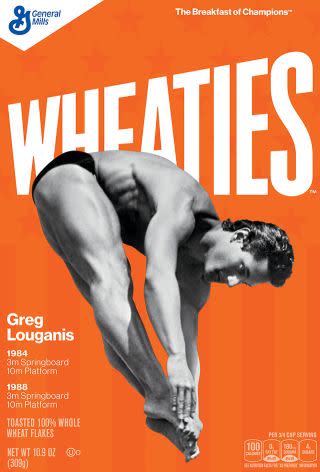 Greg Louganis on the Wheaties box.