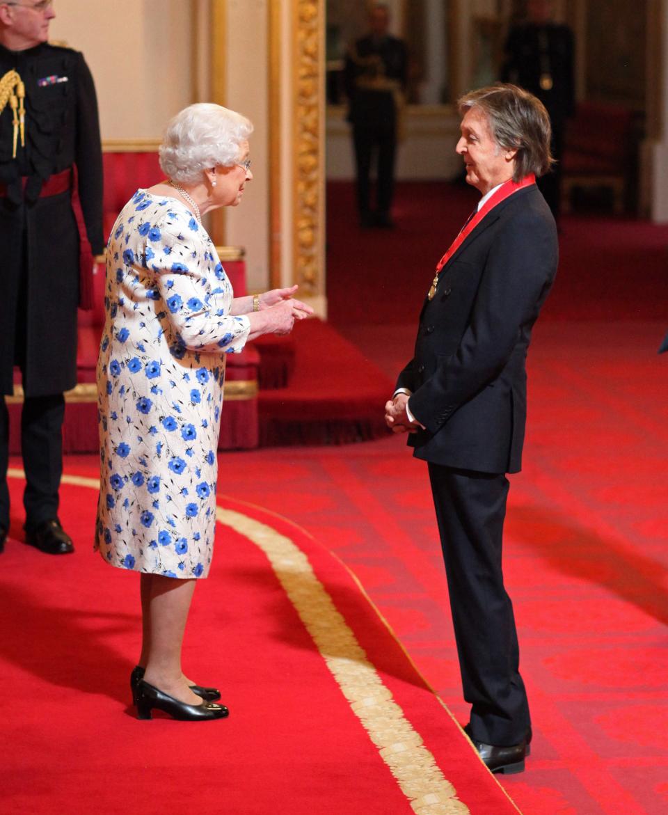 Sir Paul McCartney was made a Companion of Honour by the Queen during an investiture ceremony at Buckingham Palace (Yui Mok/PA) (PA Archive)