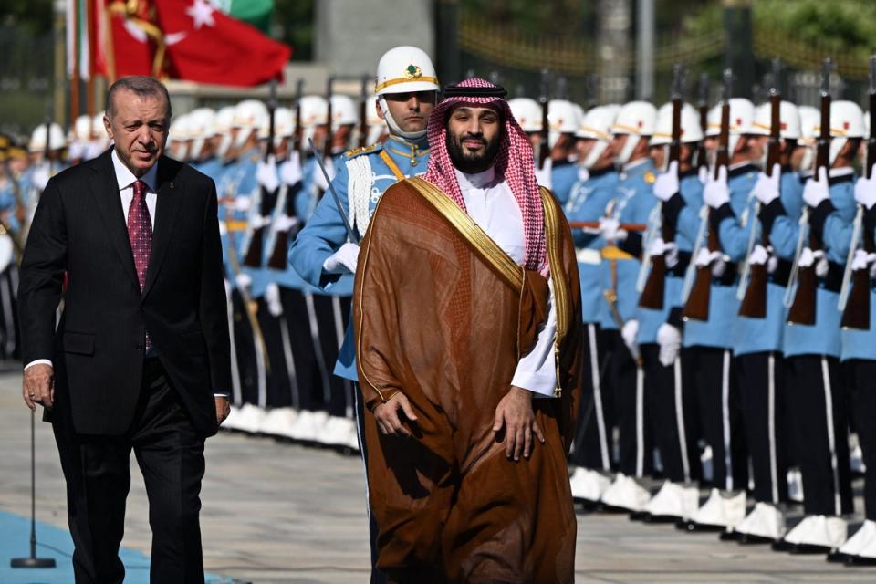 President Erdogan welcomes Saudi Crown Prince Mohammed bin Salman to Ankara with an honour guard (AFP via Getty Images)