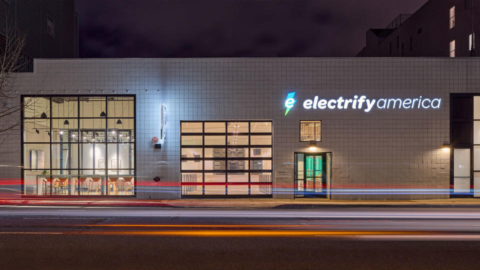 Electrify America's new flagship charging location in San Francisco.