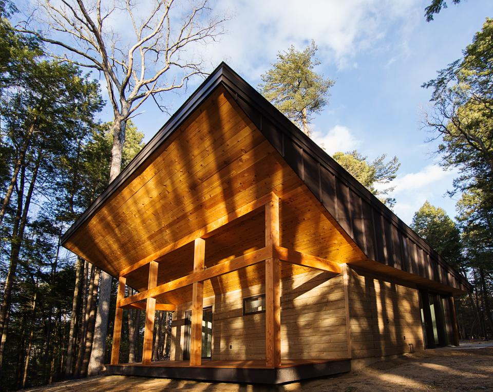 Yaddo’s Toll House, one of five new live-work studios, green-built of wood, metal, and stone.