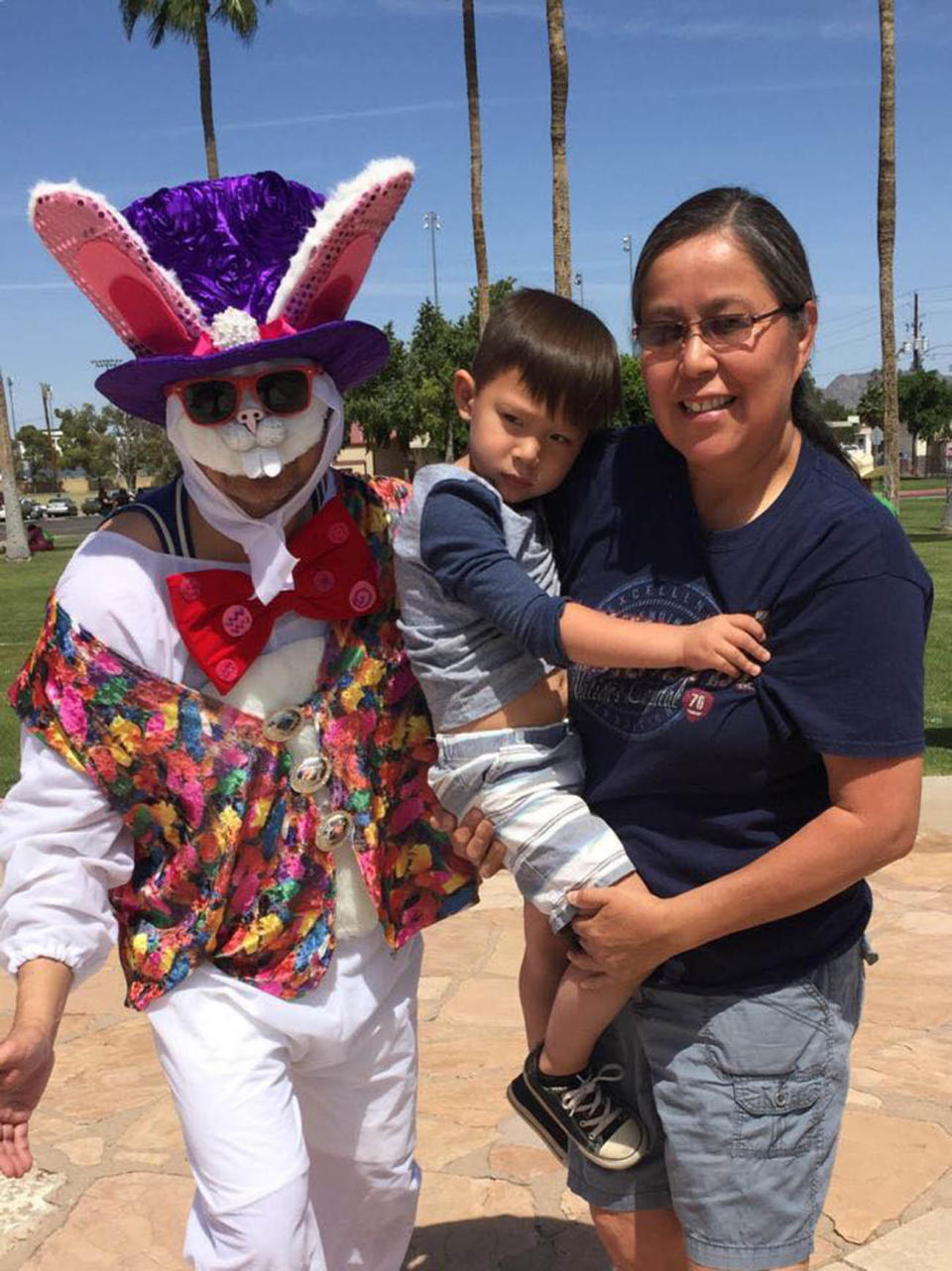 This was two years ago, and my son is still scared of the Easter Bunny! Who can blame him?!