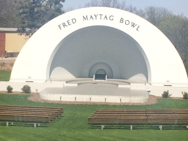 The Fred Maytag Bowl is the site of summer concerts and high school graduations in Newton.