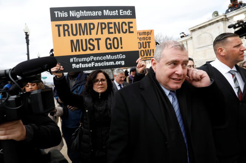 Lev Parnas walks to the U.S. Capitol after arriving in Washington