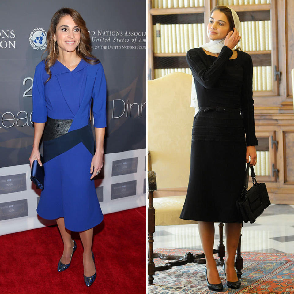 Queen Rania of Jordan: Considered one of the most poised women in the world, Queen Rania worked at Citibank and Apple before she became queen of Jordan. To show off her fashionable side while being mindful of her Muslim faith, the queen opts for modest dresses with classic silhouettes.