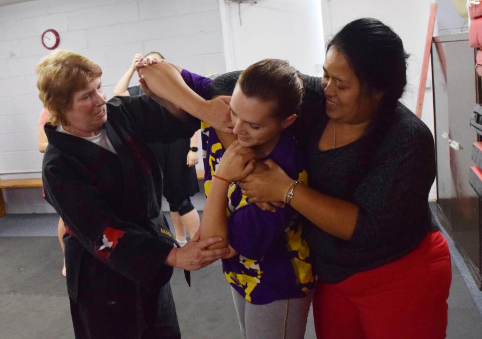 In her years of teaching, Taekwondo Senior Master Carol Rousseau, (far left) in this Town Talk file photo, liked to watch her students grow in the martial art form. She’s always enjoyed the activity and the physical exercise and mental discipline that come from it.