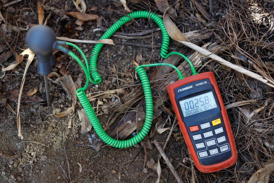 A gas meter is seen used by the Volcanological Institute of the Canary Islands in Tazacorte on La Palma (REUTERS)