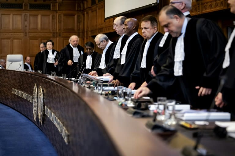 Los jueces de la Corte Internacional de Justicia, en La Haya, abren la sesión del caso presentado por Nicaragua contra Alemania, el 9 de abril de 2024 (Robin van Lonkhuijsen)