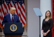 U.S President Donald Trump holds an event to announce his nominee of U.S. Court of Appeals for the Seventh Circuit Judge Amy Coney Barrett to fill the Supreme Court seat