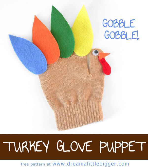 <p>If the weather's chilly on Thanksgiving this year, the kids will be thrilled to wear these festive gloves when they play outside.</p><p><strong>Get the tutorial at <a rel="nofollow noopener" href="https://www.dreamalittlebigger.com/post/turkey-glove-puppet.html" target="_blank" data-ylk="slk:Dream a Little Bigger.;elm:context_link;itc:0;sec:content-canvas" class="link ">Dream a Little Bigger. </a></strong></p>