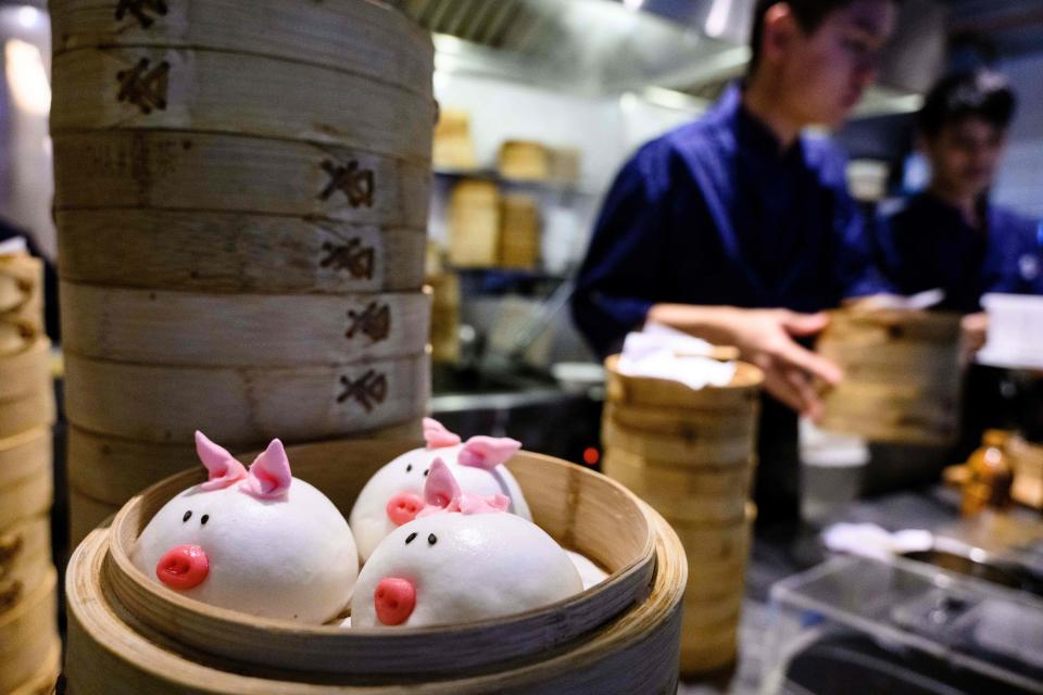 Pig-shaped roasted pork buns at a dim sum restaurant in Hong Kong. (Photo: ANTHONY WALLACE/AFP/Getty Images)