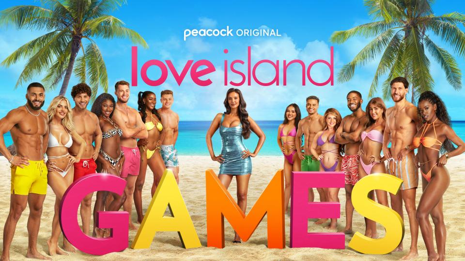 The Season 1 cast of "Love Island Games," hosted by Maya Jama.
