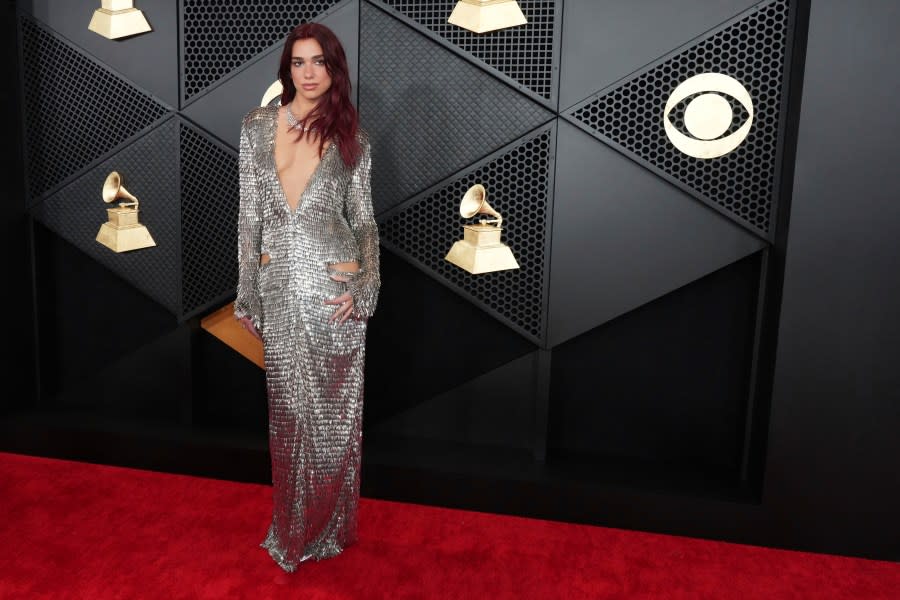 Dua Lpa arrives at the 66th annual Grammy Awards on Sunday, Feb. 4, 2024, in Los Angeles. (Photo by Jordan Strauss/Invision/AP)