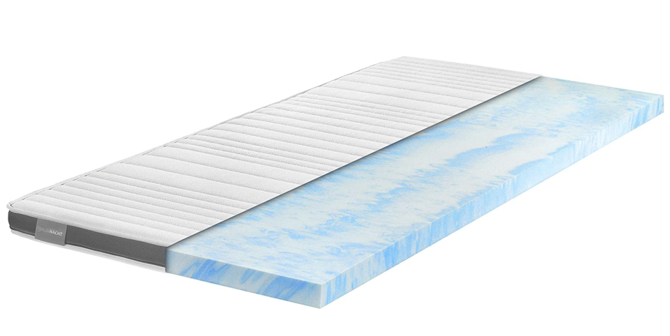 Traumnacht Gelschaum-Topper mit Klimaband und Gel-Aktiv-Kaltschaum, 90 x 200 cm, weiß, Öko-Tex zertifiziert, produziert nach deutschem Qualitätsstandard
