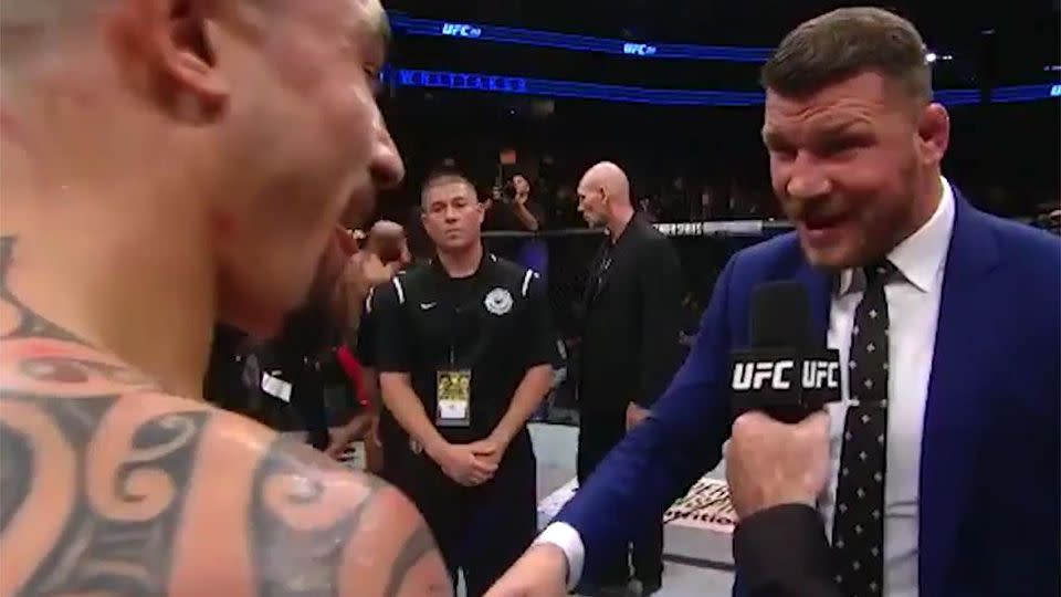 Whittaker simply laughed at Bisping's tirade. Pic: UFC