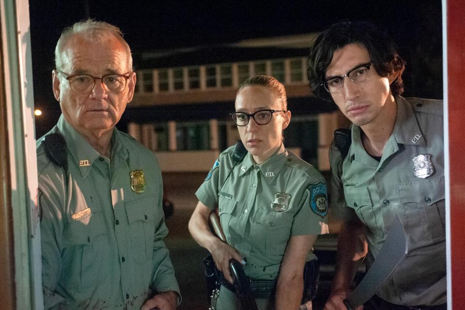 (L to R) Bill Murray as "Officer Cliff Robertson", Chloë Sevigny as "Officer Minerva Morrison" and Adam Driver as "Officer Ronald Peterson" in writer/director Jim Jarmusch's THE DEAD DON'T DIE, a Focus Features release. Credit : Abbot Genser / Focus Features © 2019 Image Eleven Productions, Inc.