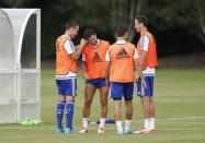 Football - Chelsea Training - FA Community Shield Preview - Chelsea Training Ground - 31/7/15 (From L-R) Chelsea's John Terry, Cesc Fabregas, Cesar Azpilicueta and Nemanja Matic during training Action Images via Reuters / Andrew Couldridge Livepic