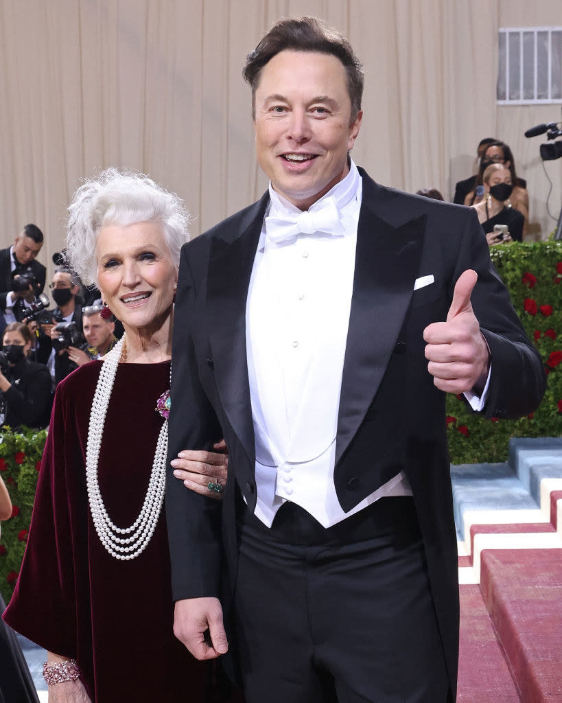 Elon Musk with his mother