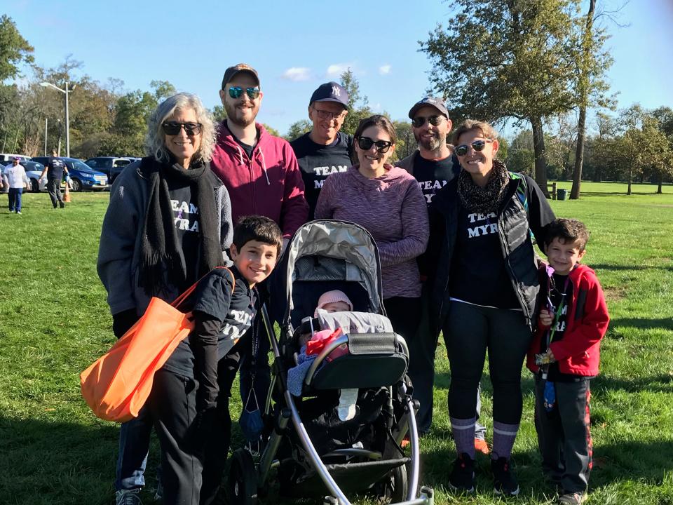 Maurice Elias, MD, center, with his family at an Alzheimer's fundraising walk