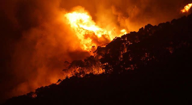 Large bushfire at Wye River, taken Christmas Night. Source: AAP