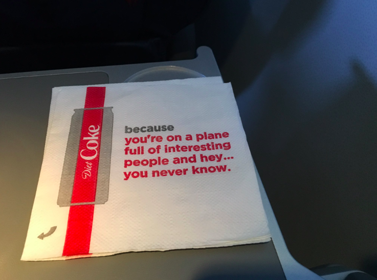 The napkin has since been removed from Delta flights. Source: Twitter/@ducksauz