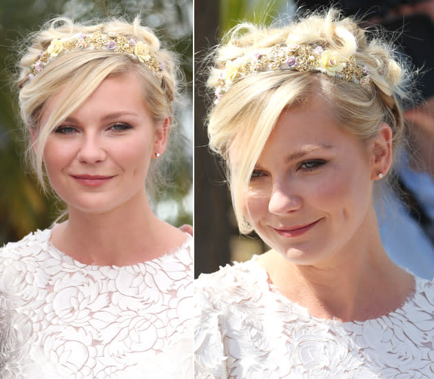 <b>Trick 11: Bändigen III</b><br><br>Zu blondem Haar – siehe Hollywood-Beauty Kirsten Dunst – machen sich besonders helle Schmuckstücke gut. Die Schauspielerin lässt ihren Übergangspony entweder lässig heraushängen oder …