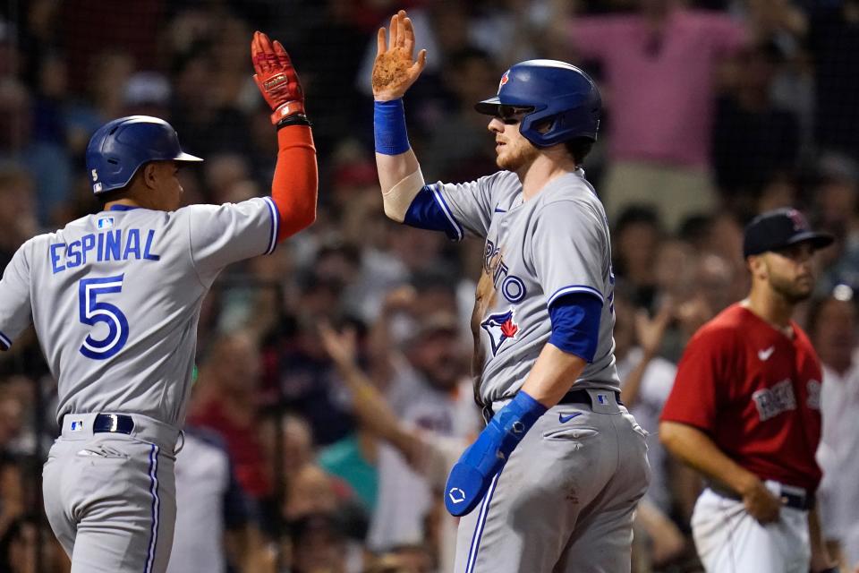Appleton West graduate Danny Jansen, right, had a career-high 15 home runs and 44 RBI for the Toronto Blue Jays this season.