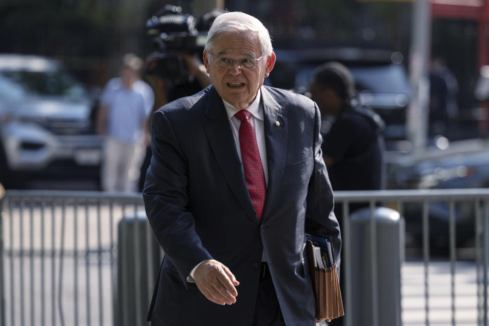 Sen. Bob Menendez, D-N.J., arrives at federal court, Tuesday, July 9, 2024, in New York. (AP Photo/Yuki Iwamura)