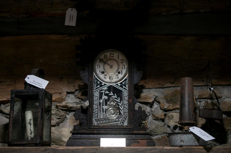 Items on display inside of the renovated Pioneer Log House at the Fairfield County Fairgrounds on September 25, 2023, in Lancaster, Ohio.