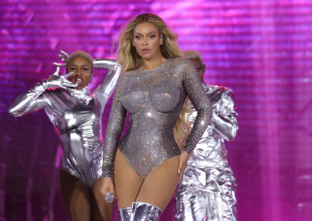 <p>Kevin Mazur/WireImage</p> Beyoncé pictured at MetLife Stadium on July 29, 2023