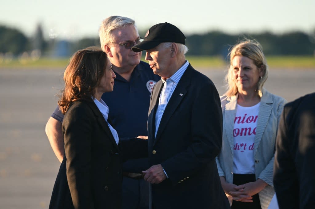 Vice President Kamala Harris and Biden, before he dropped off the 2024 ticket, have both made trips to critical swing states like Pennsylvania and Wisconsin to tout the loan forgiveness. AFP via Getty Images